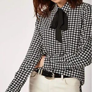 Grlasen Women Fashion 3/4 Bell Sleeve V Neck Shirt Lace Patchwork Casual Loose S